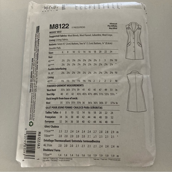 McCall’s Sewing Pattern 8122 - Picture 3 of 3